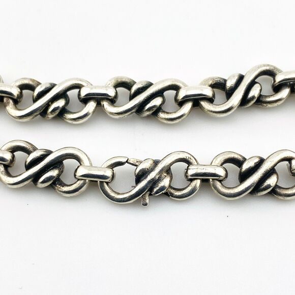Signed Avery Silver Chain Bracelet Custom Links Hidden Clasp Infinity 7.25" 8MM - Picture 7 of 7
